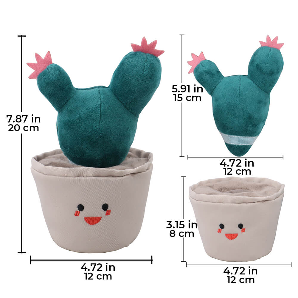 Cactus Plush Squeaky Dog Toy  Slow Feeder Interactive Toy