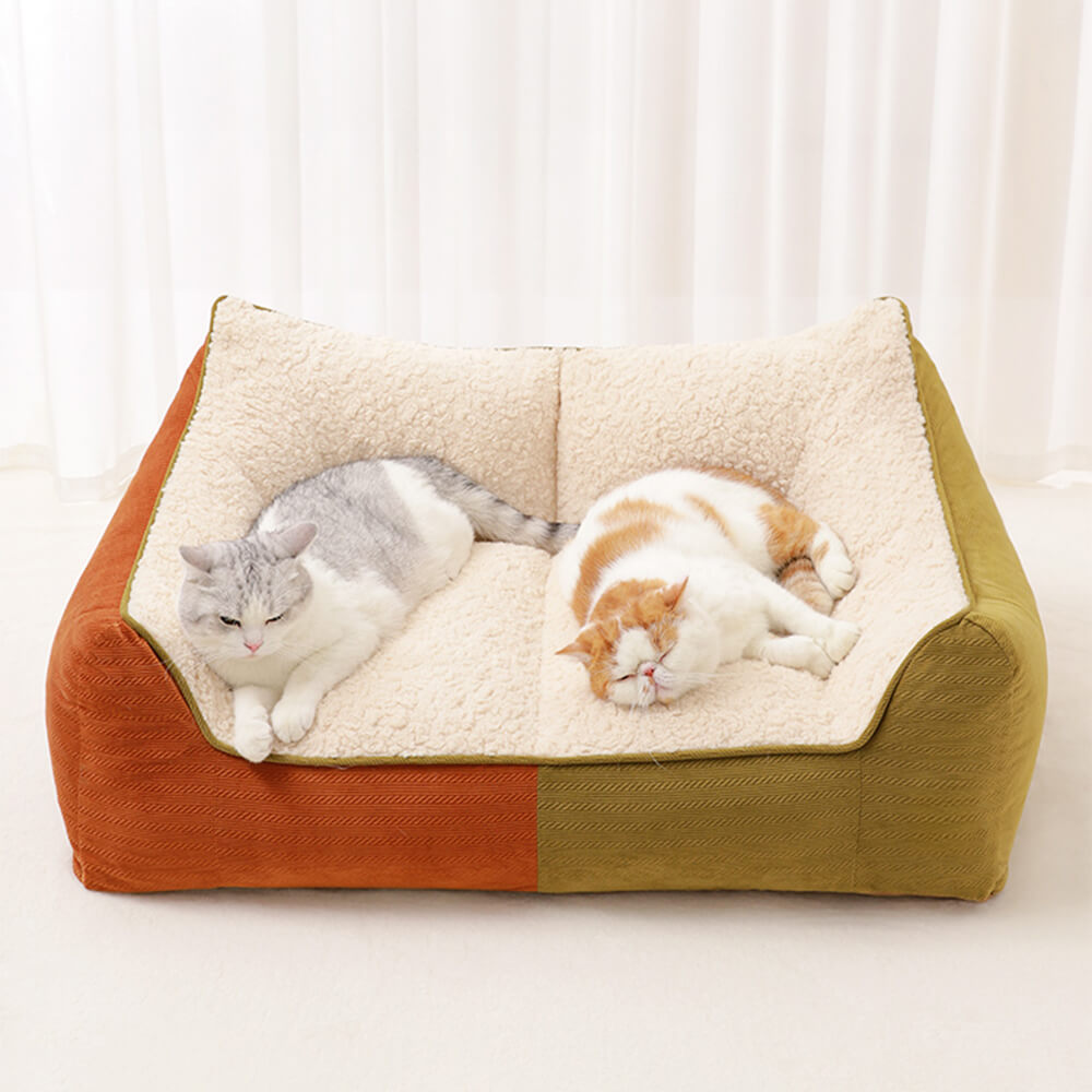 Warm Cozy Multi-Pet Calming Double Pillows Dog & Cat Sofa Bed