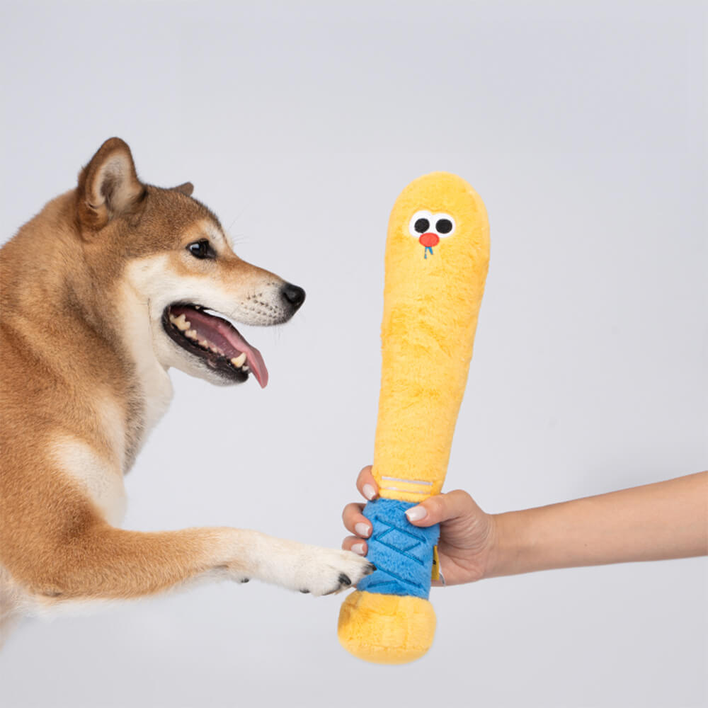 Plush Durable Baseball Bat Sports Interactive Chew Dog Toy