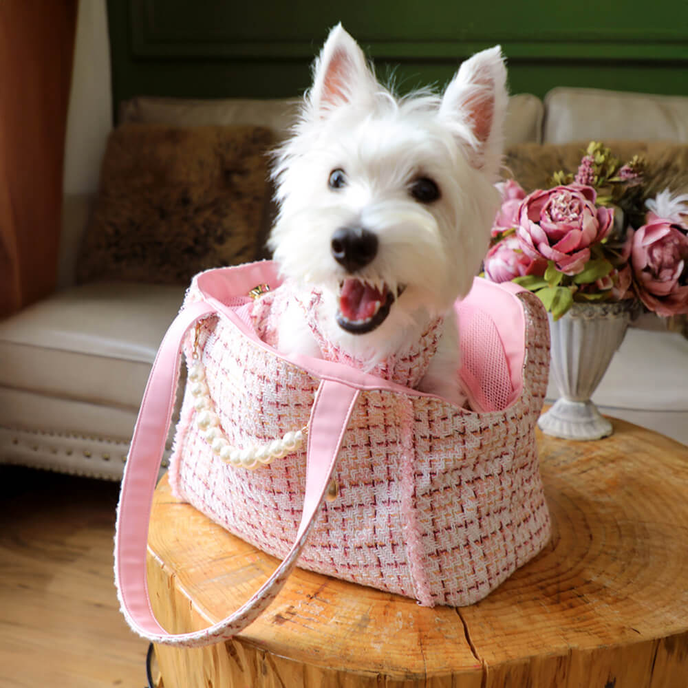 Soft Tweed Luxury Checkered Lightweight Dog & Cat Carrier Bag