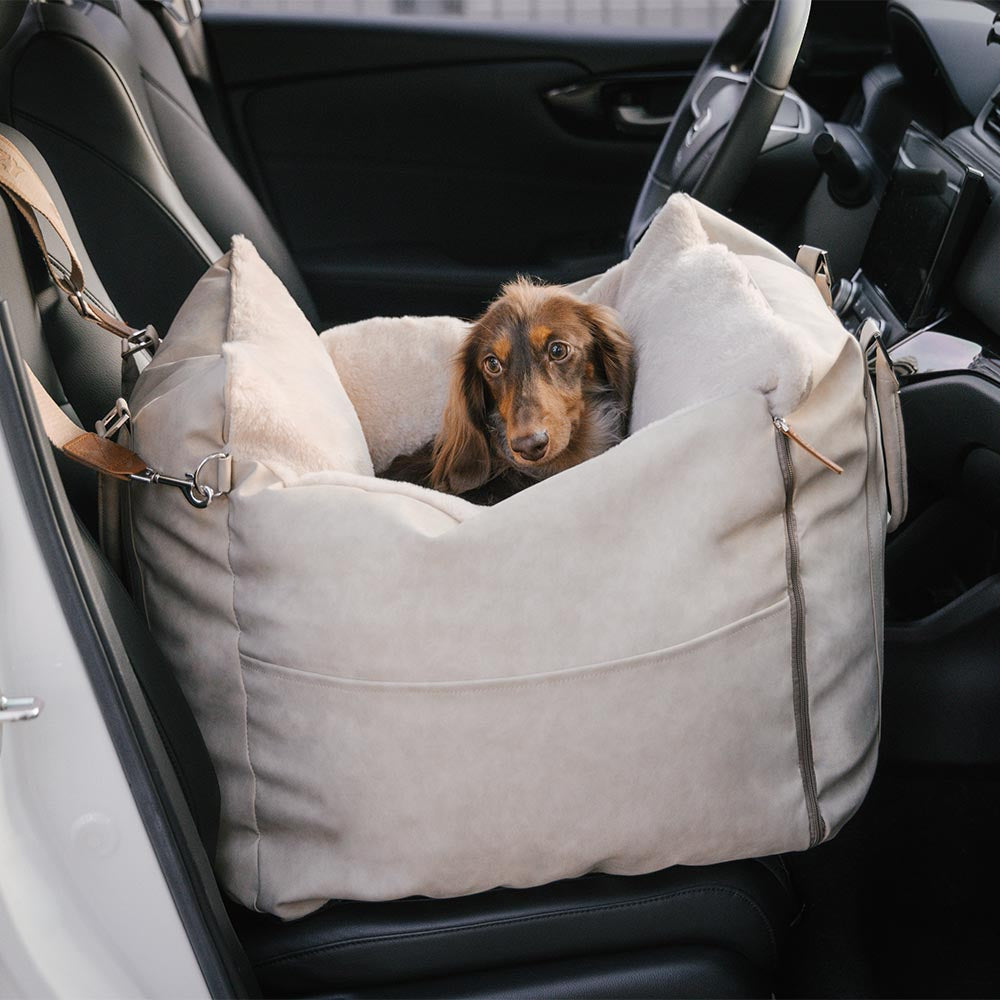 Large Fluffy Warmth Safe Non-Slip Dog Carrier Booster Car Seat- Ride and Rover