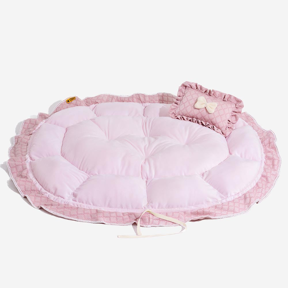 Drawstring Washable Multifunctional Round Pet Bed Mat - Floral Night Napper