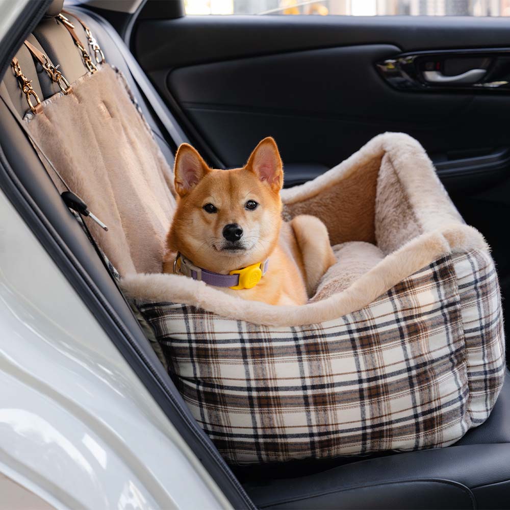 Large Classic Fluffy Booster Dog Car Seat-Keep Secure