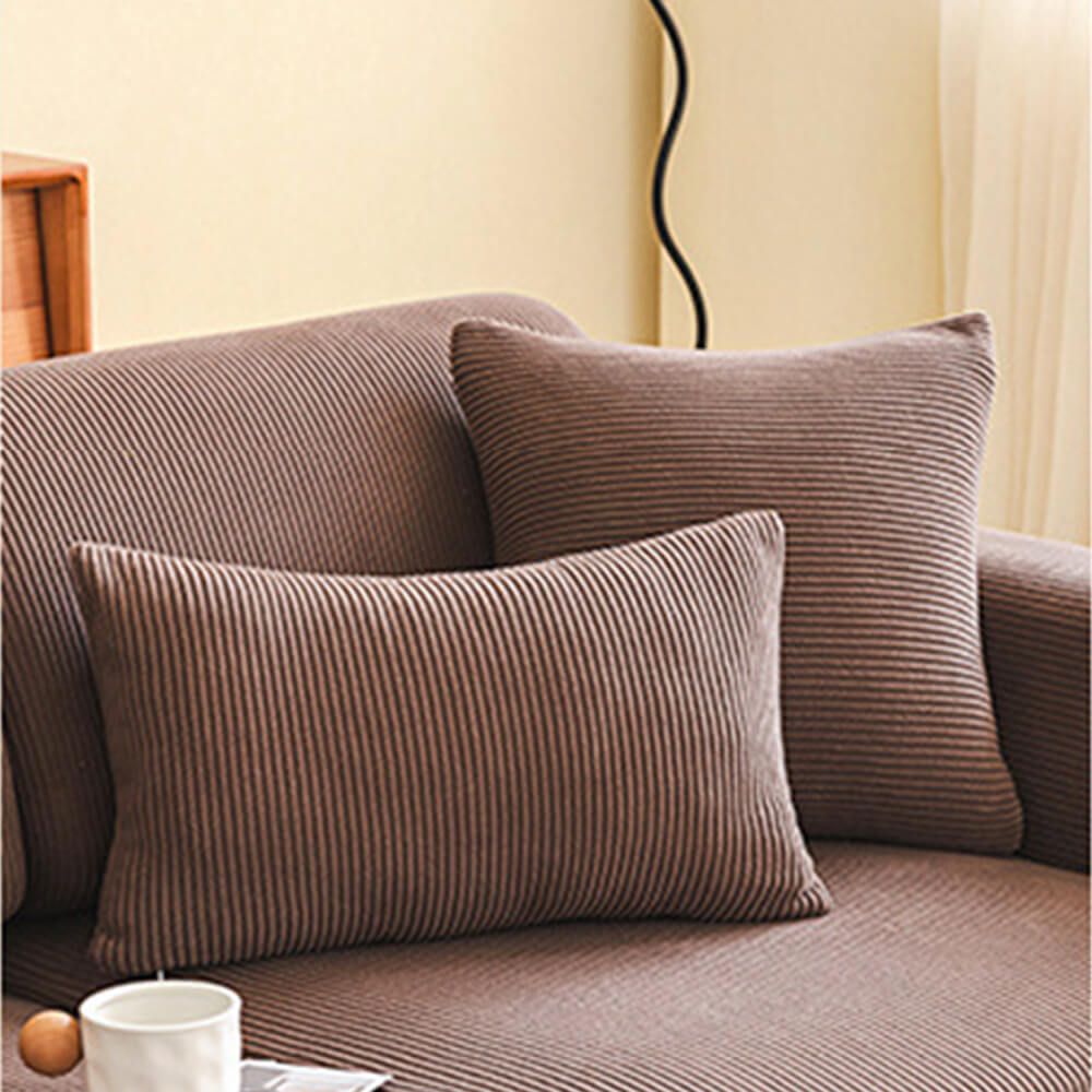 Vertical Stripe Corduroy Anti-Scratch Stretch Full-Cover Couch Cover