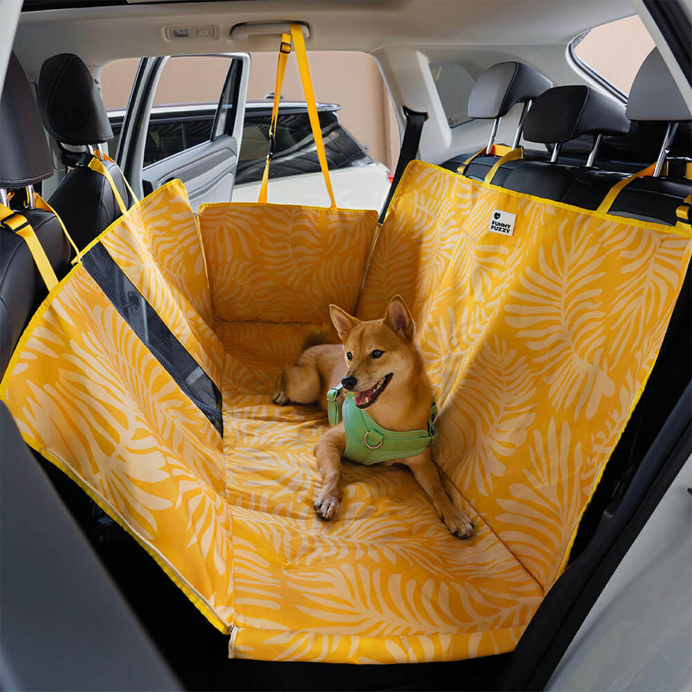 Areca Palm Print Waterproof Dog Car Seat Cover - Tropical Charm