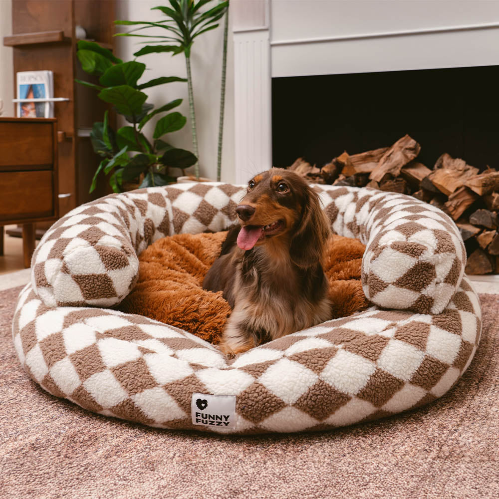 Classic Argyle Washable Bolster Donut Dog Bed - Cozy Haven