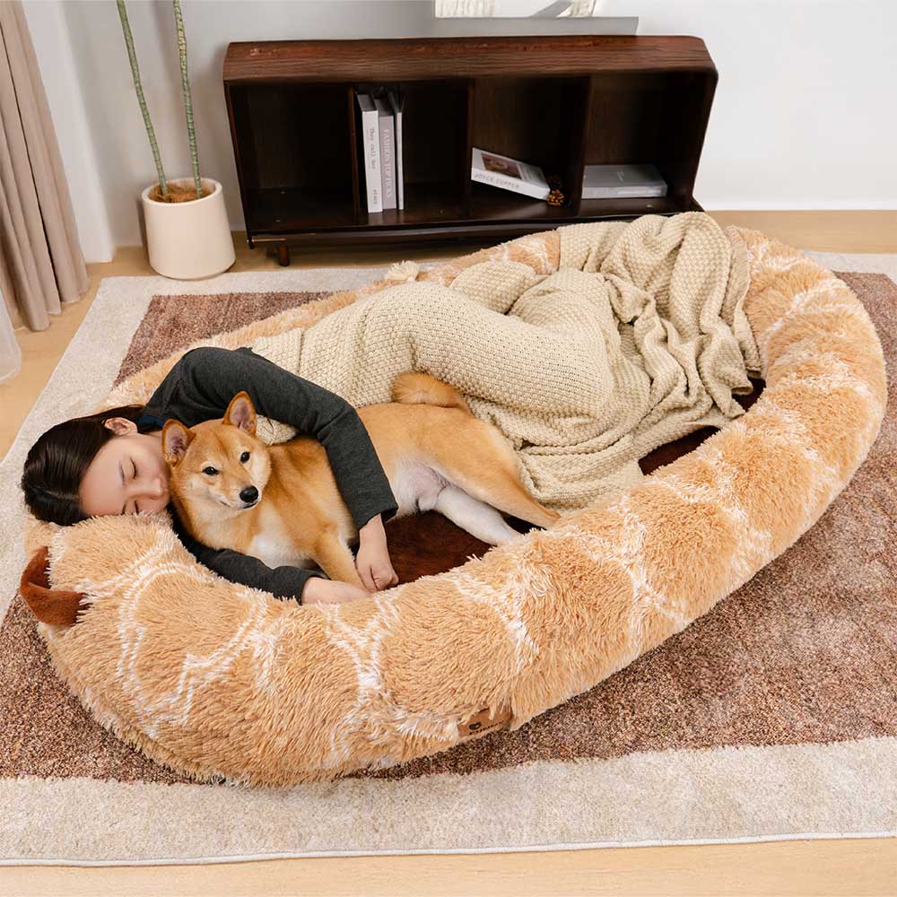 Classic Fluffy Super Large Donut Human Dog Bed - Cuddle Cradle