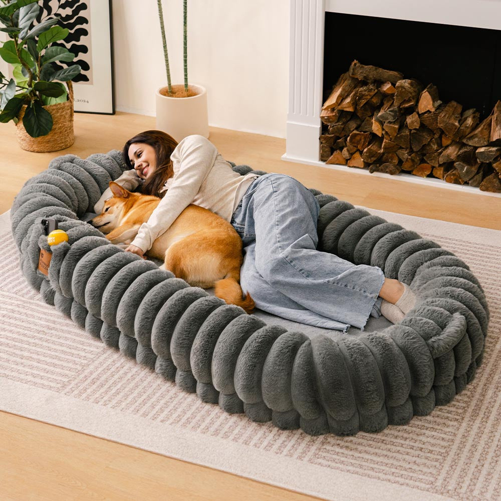 Classic Fluffy Super Large Donut Human Dog Bed - Cuddle Cradle