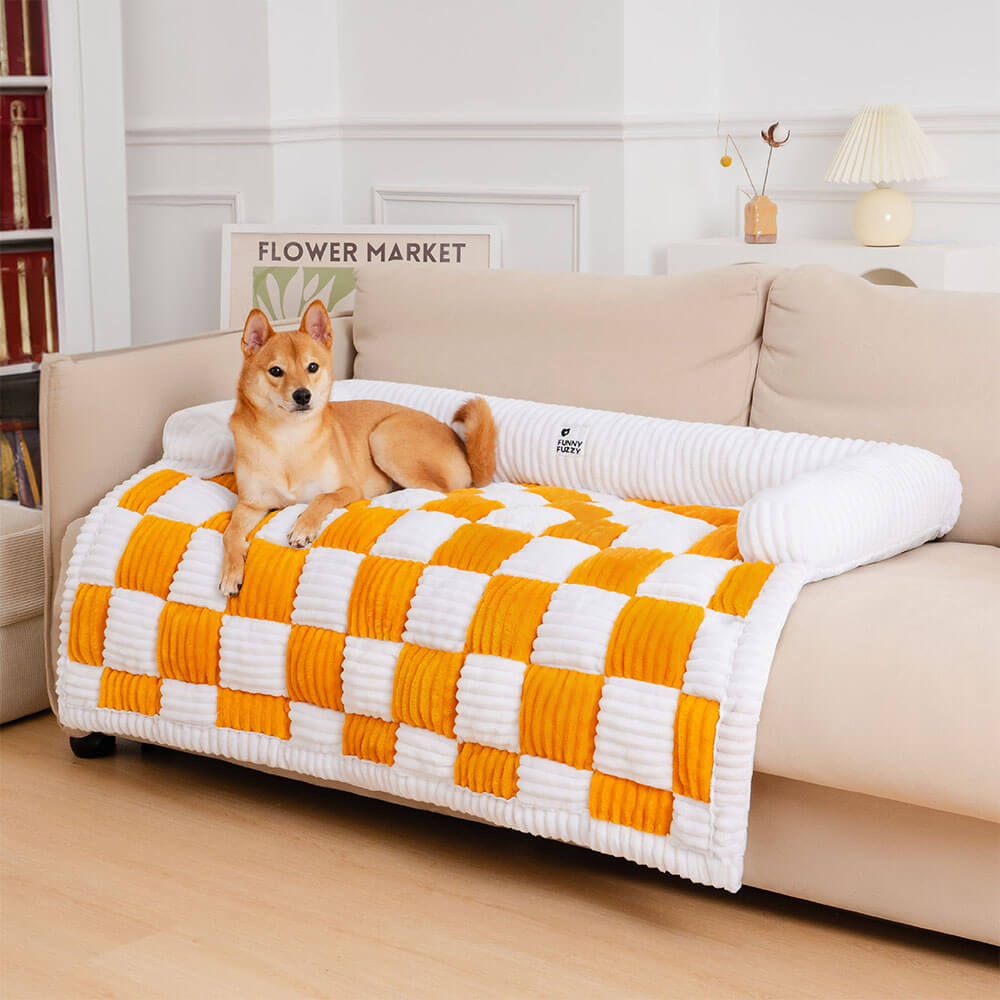 Cozy Plaid Patchwork Pet Mat Furniture Protector Couch Cover