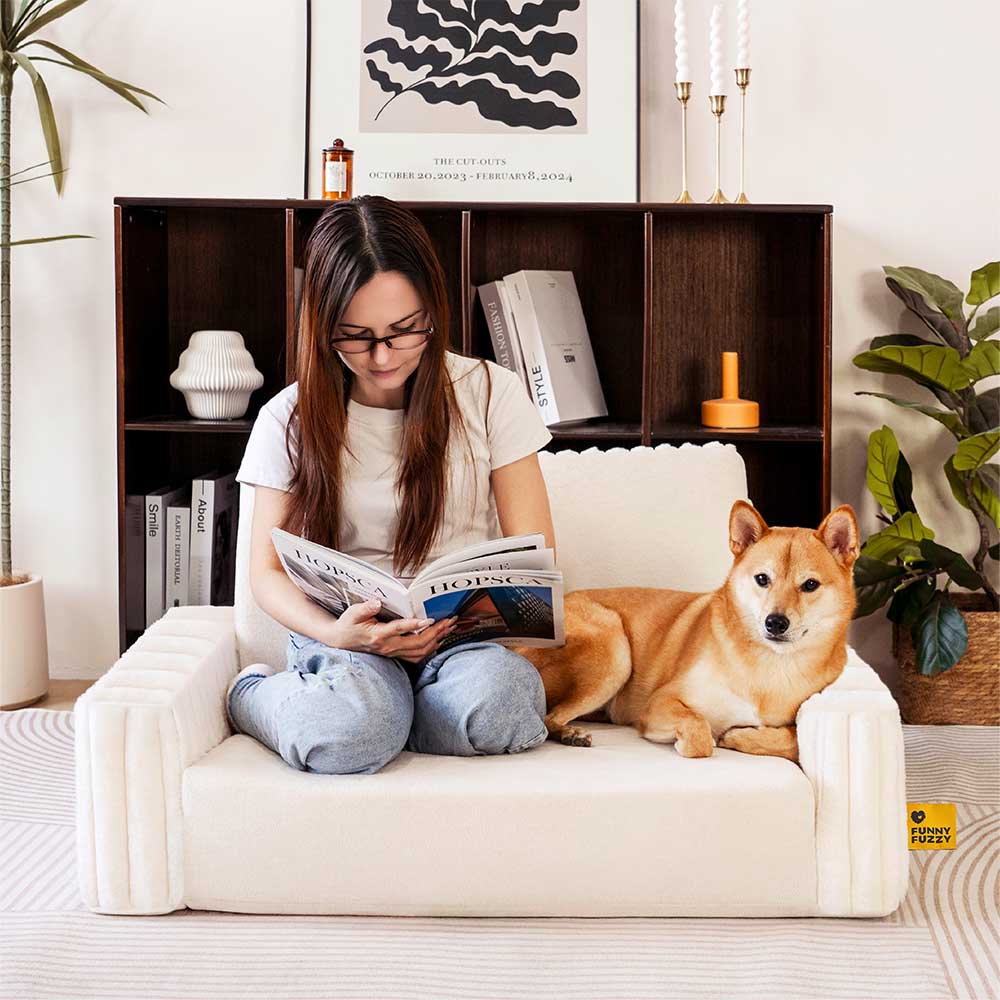 Creamy Fluffy Orthopedic Human-Dog Bolster Bed - Expandable Comfort