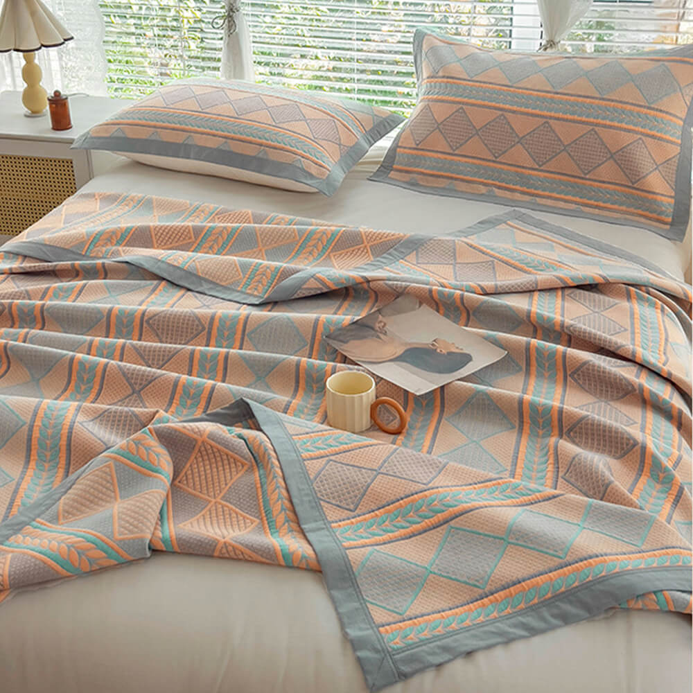 Eco-Friendly Cotton Stylish Geometric Bedspread Set