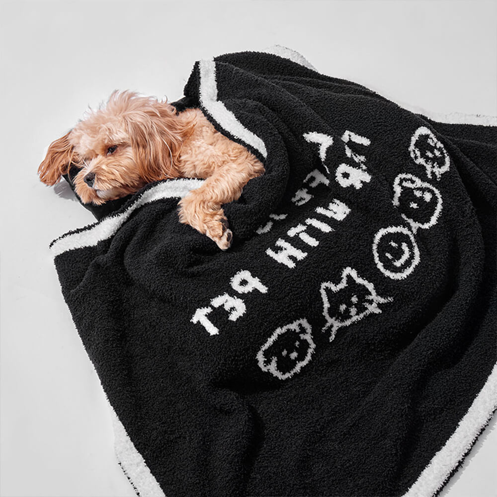 Black & White Reversible Dual-Sided Printed Dog & Cat Blanket