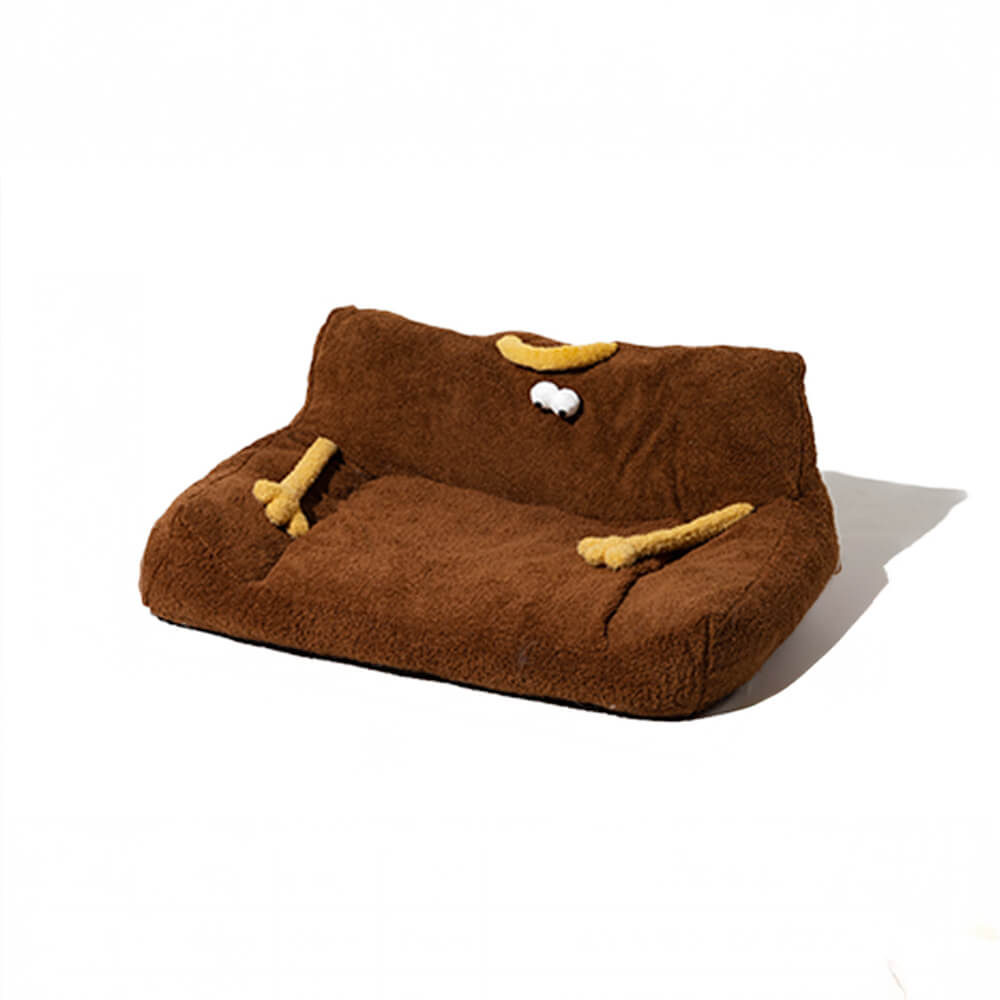 Soft Plush Monster Design Elevated Dog & Cat Sofa Bed