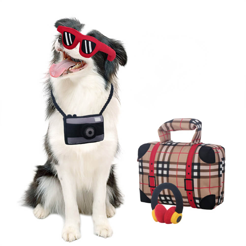 Travel-Inspired Plush Durable Interactive Chew Dog Toy