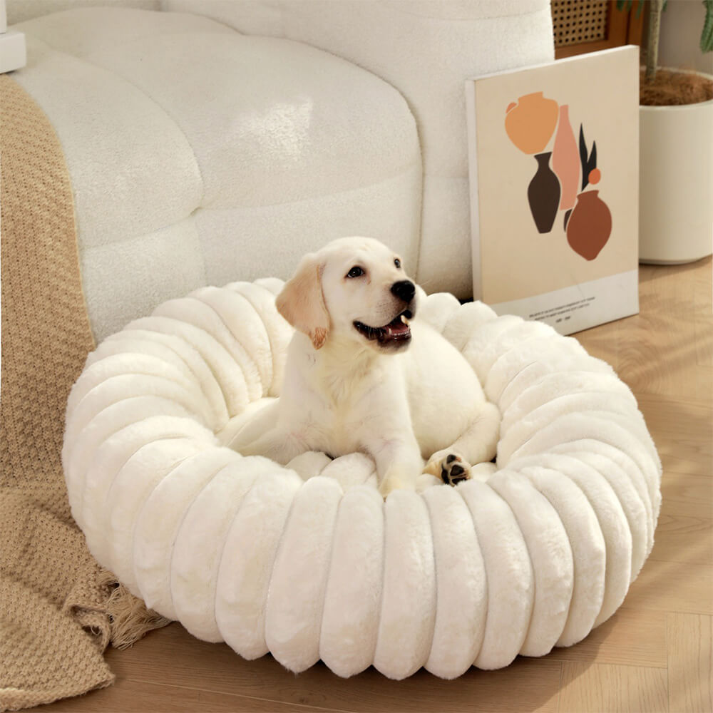 Ultra-Soft Plush Round Donut Support Dog & Cat Bed