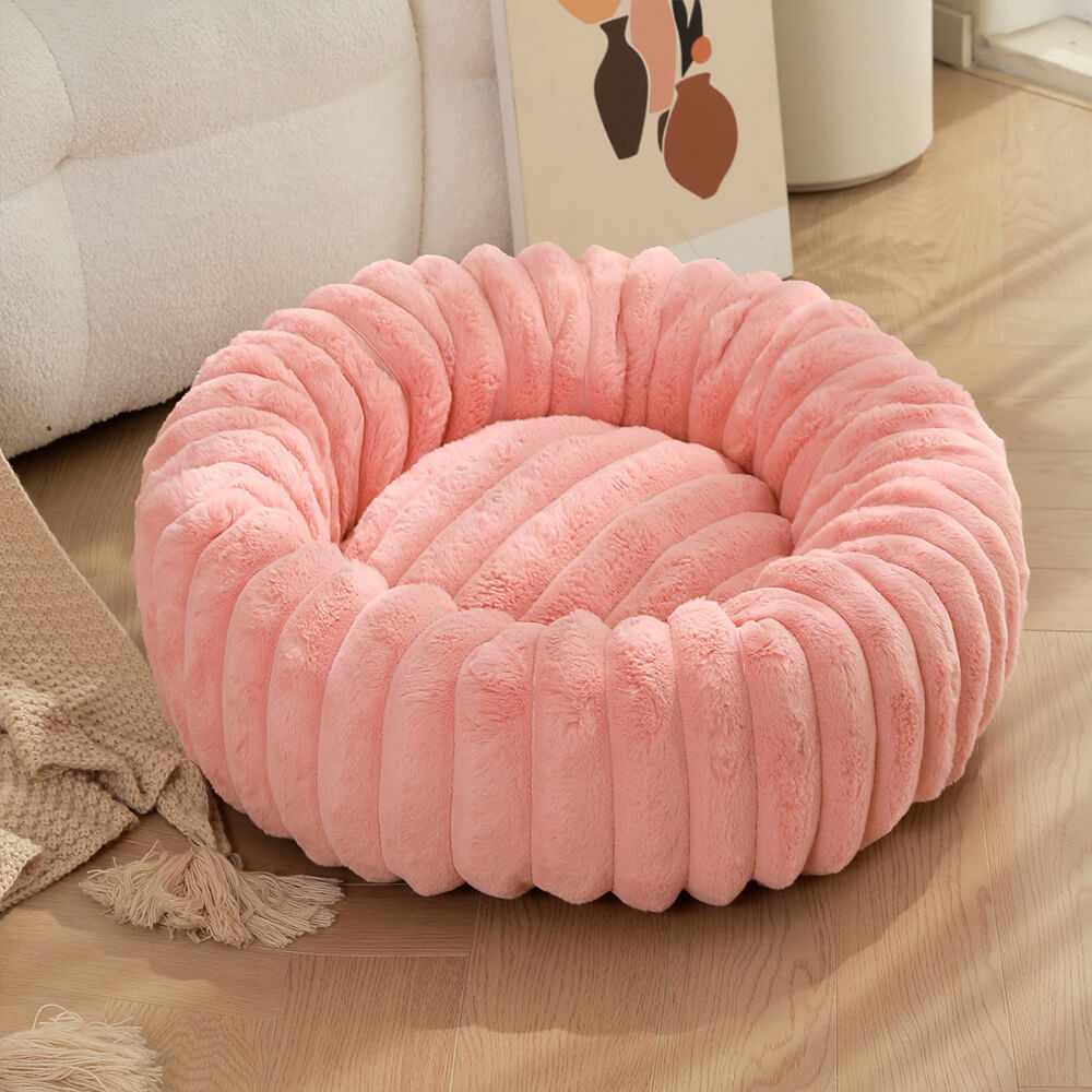 Ultra-Soft Plush Round Donut Support Dog & Cat Bed