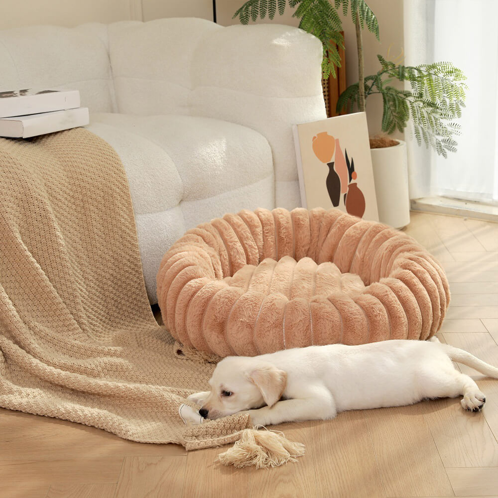 Ultra-Soft Plush Round Donut Support Dog & Cat Bed