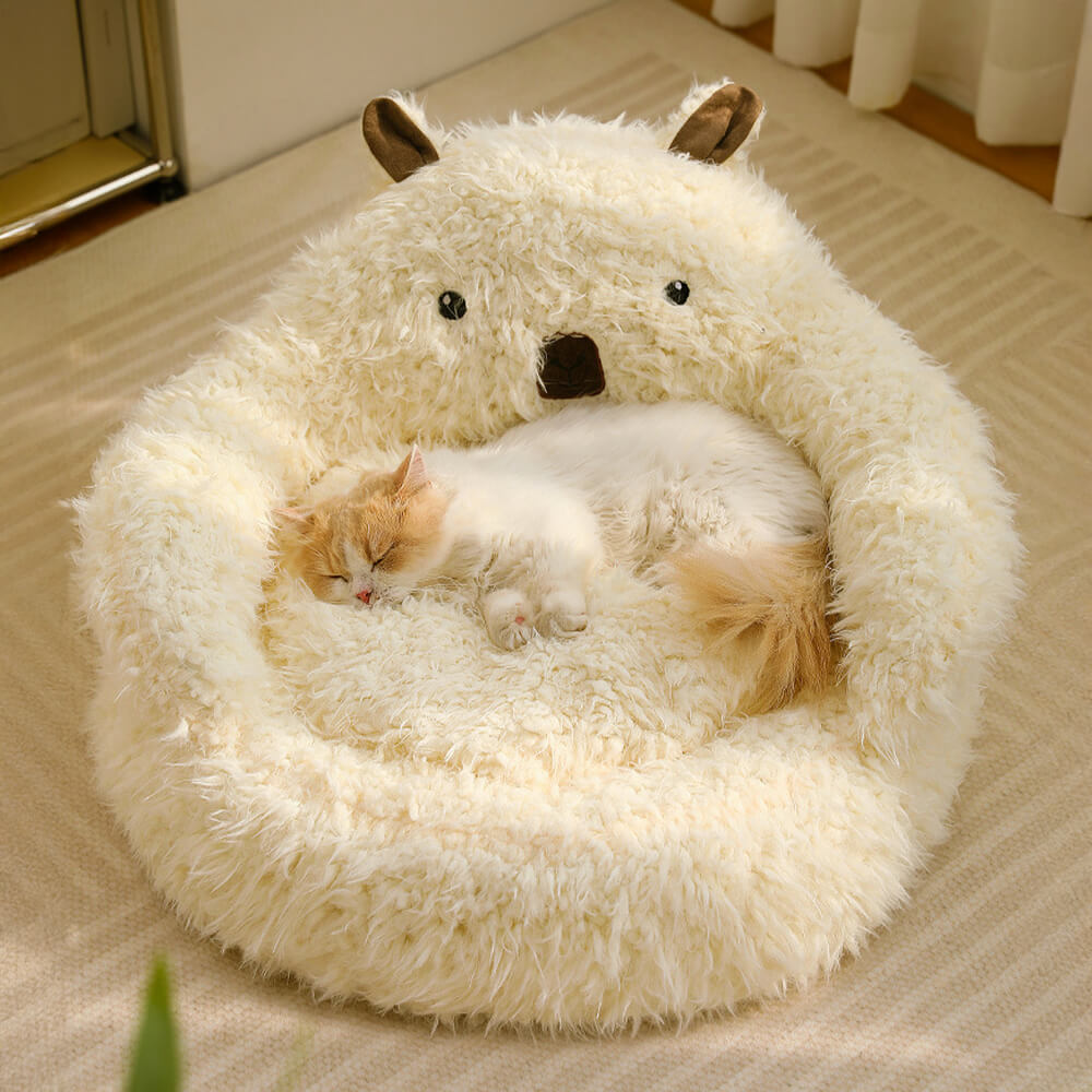 Alpaca Shaped Fluffy Plush Warm Removable Dog & Cat Bed