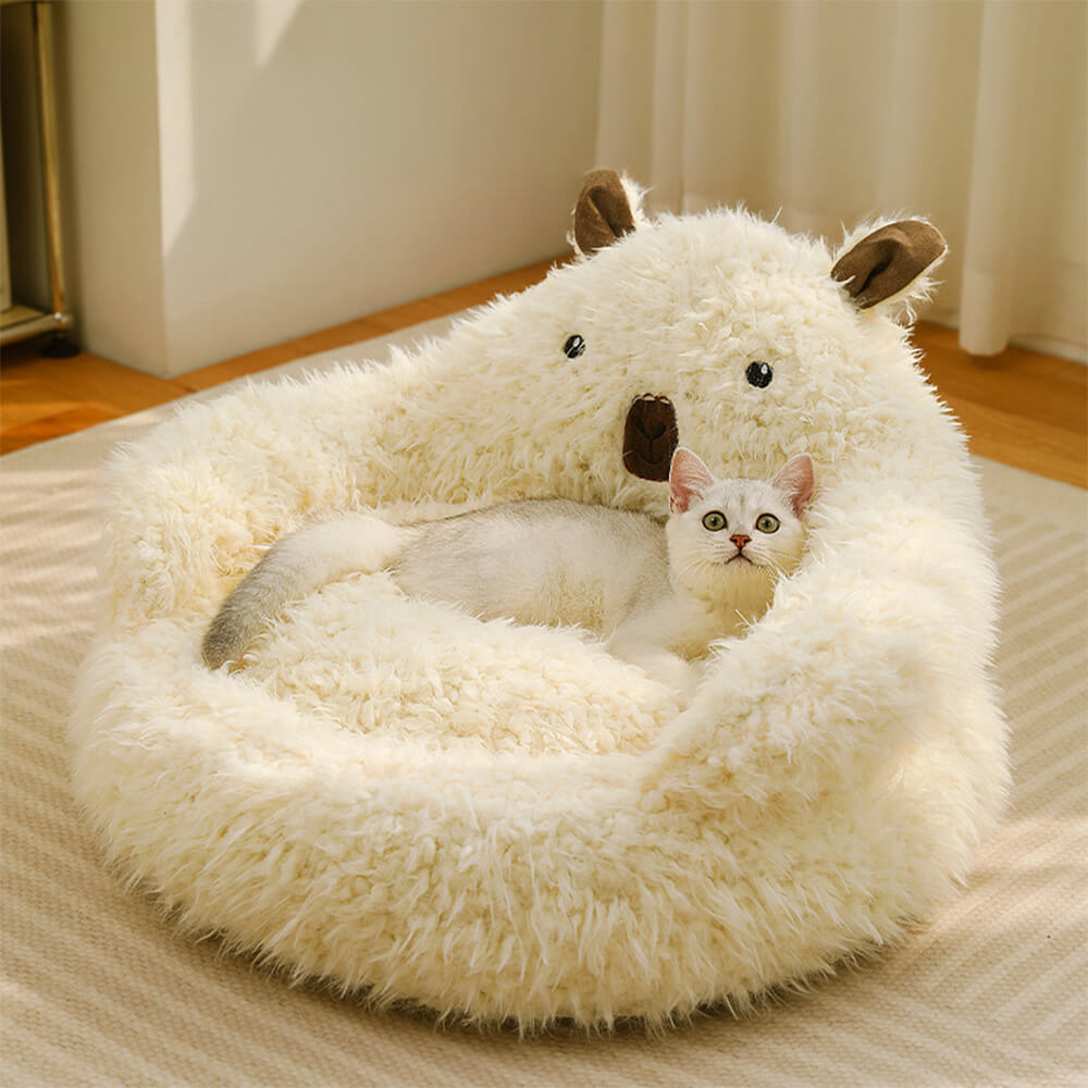 Alpaca Shaped Fluffy Plush Warm Removable Dog & Cat Bed