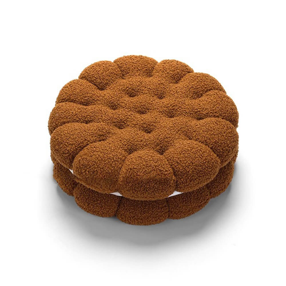 Biscuit Shaped Faux Lambswool Decorative Home Seat Cushion