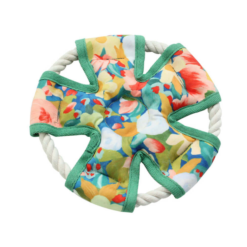 Floral Print Canvas Dog Chew Resistant Toy Squeaky Toy