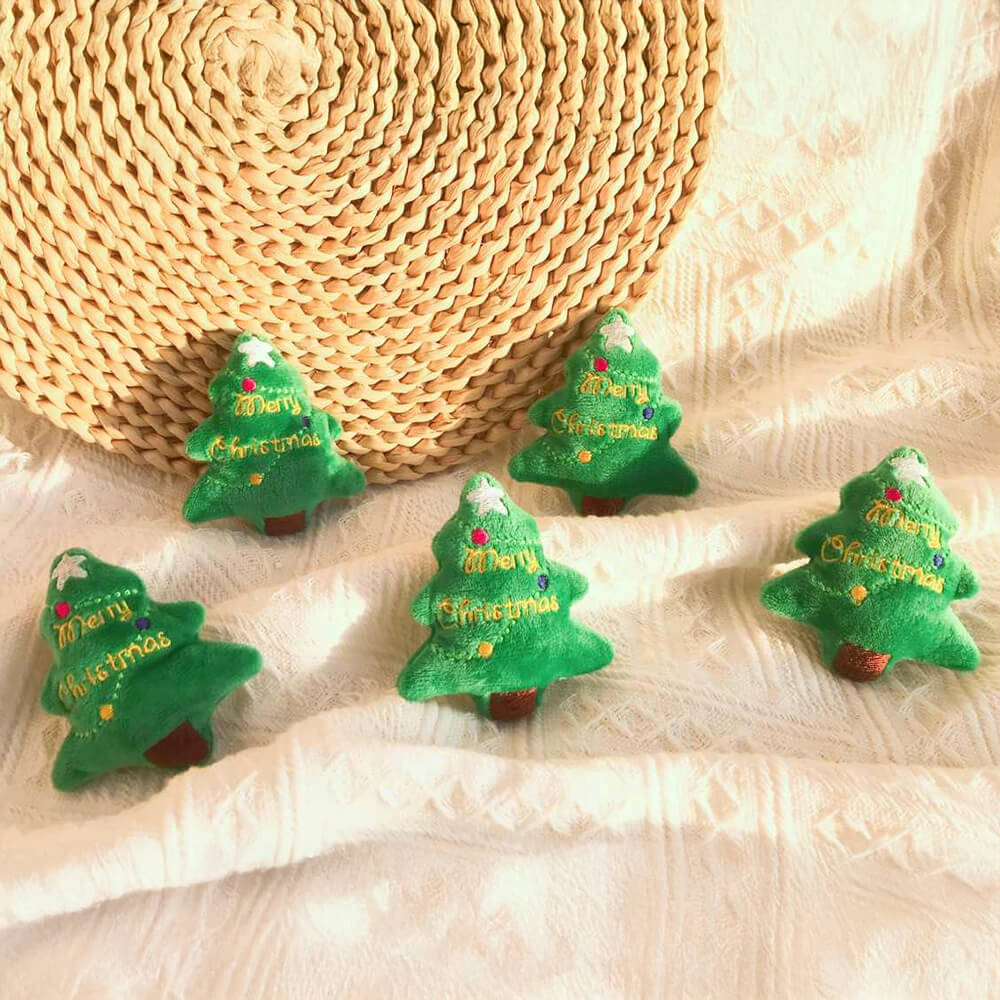 Mini Christmas Tree Squeaky Interactive Chew Plush Dog Toy