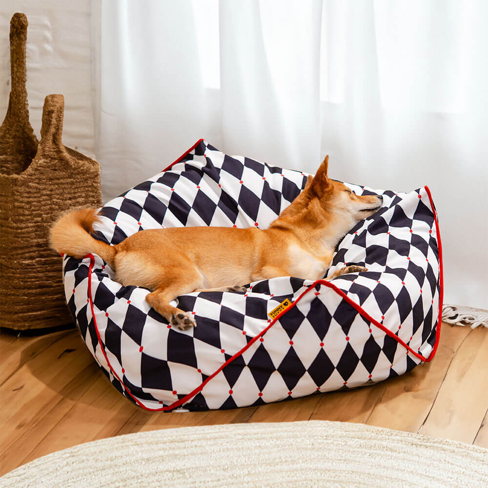 FunnyFuzzy Polygonal  Calming Bean Bag Dog Bed