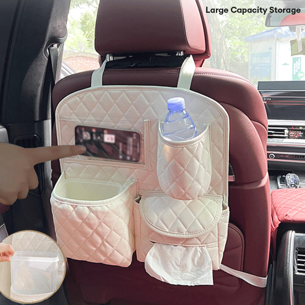 Stylish PU Leather Multifunctional Car Seat Back Storage Bag