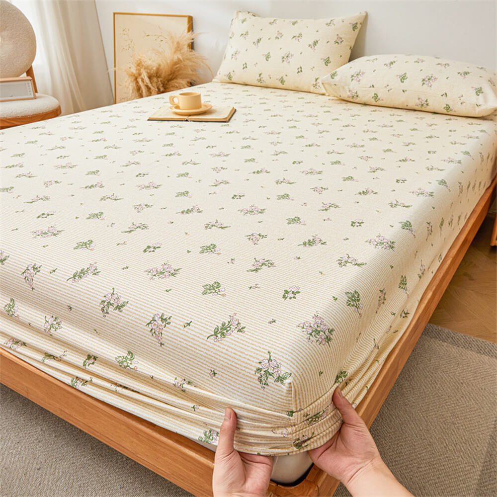 Tropical Rainforest Green Plant Cotton Fitted Sheet Mattress Cover