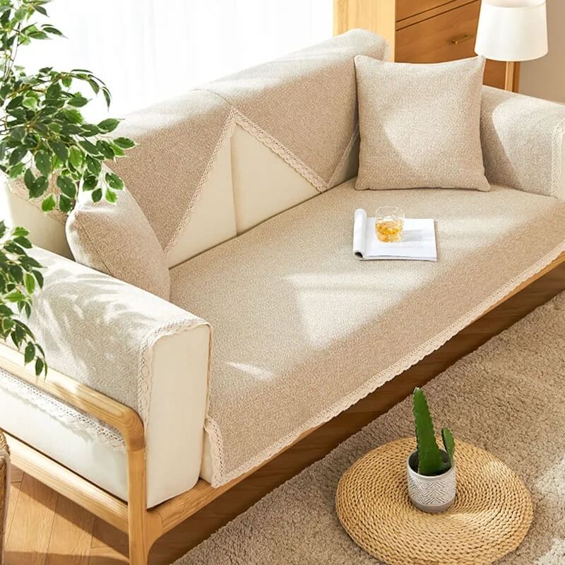 Hand-woven Cotton Linen Non-slip Couch Cover for All Seasons