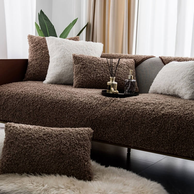 Luxury Warm Fleece Furniture Protective Mat Non-Slip Couch Cover