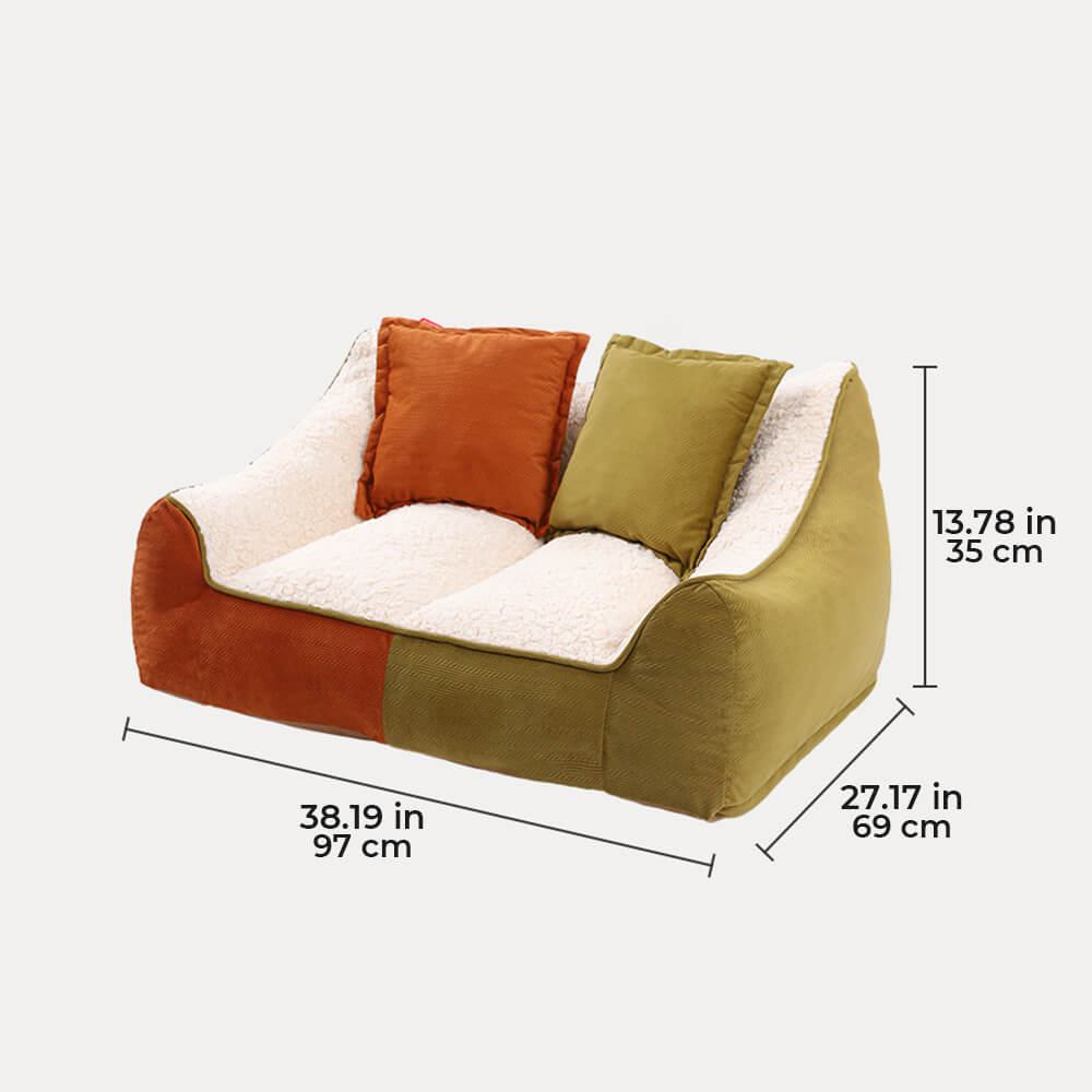 Warm Cozy Multi-Pet Calming Double Pillows Dog & Cat Sofa Bed