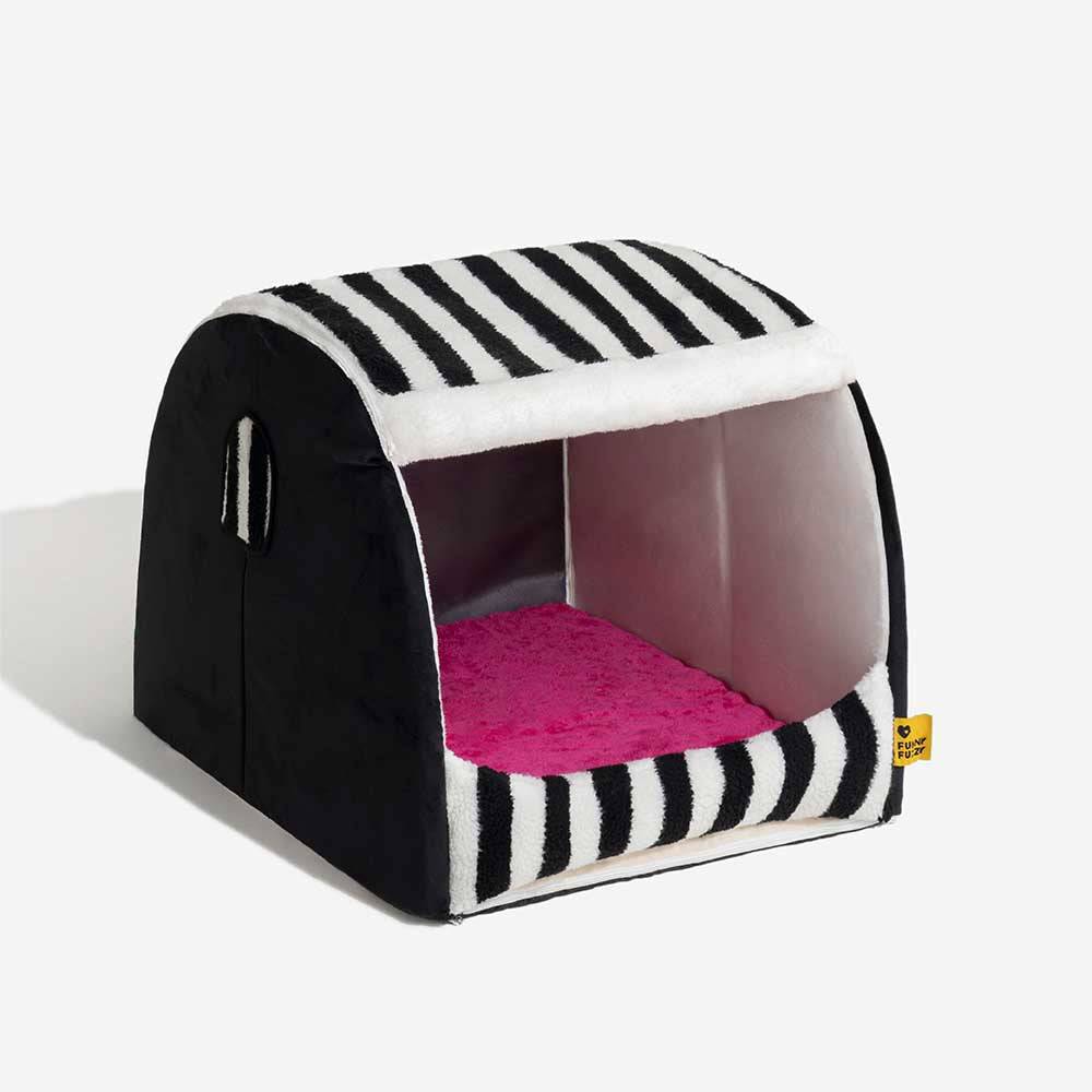 Trendy Striped House Orthopedic Dog Bed - Cozy Hideaway