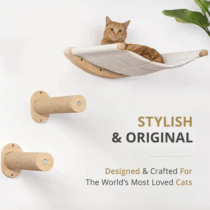 Wall-Mounted Cat Shelves Cat Wall Hammock with Steps