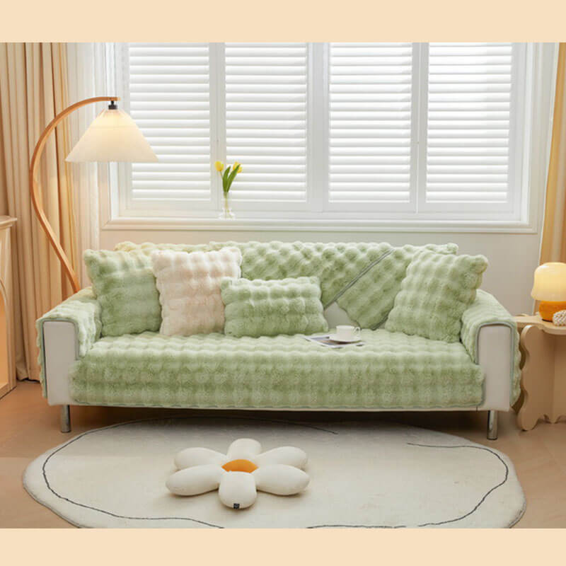 Cozy Plush Solid Colour Non-slip Couch Cover