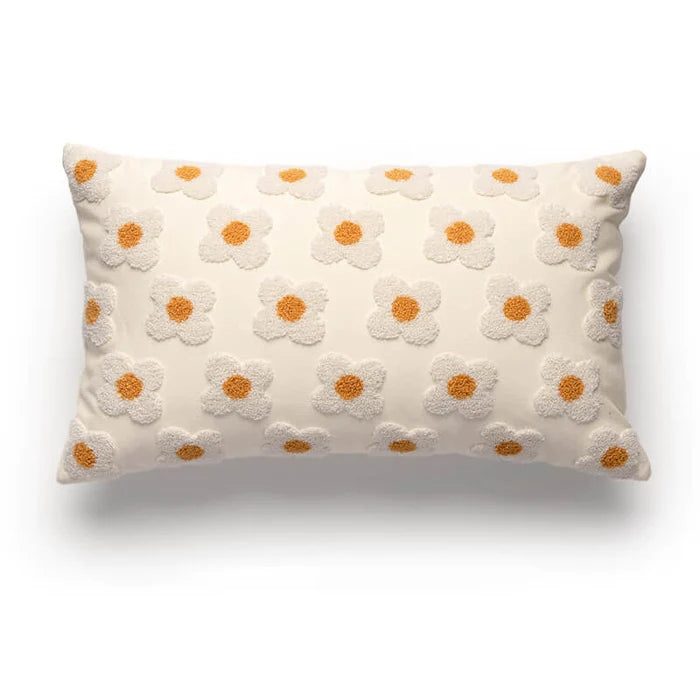 Embroidered Daisy Pillow Sofa Pillow