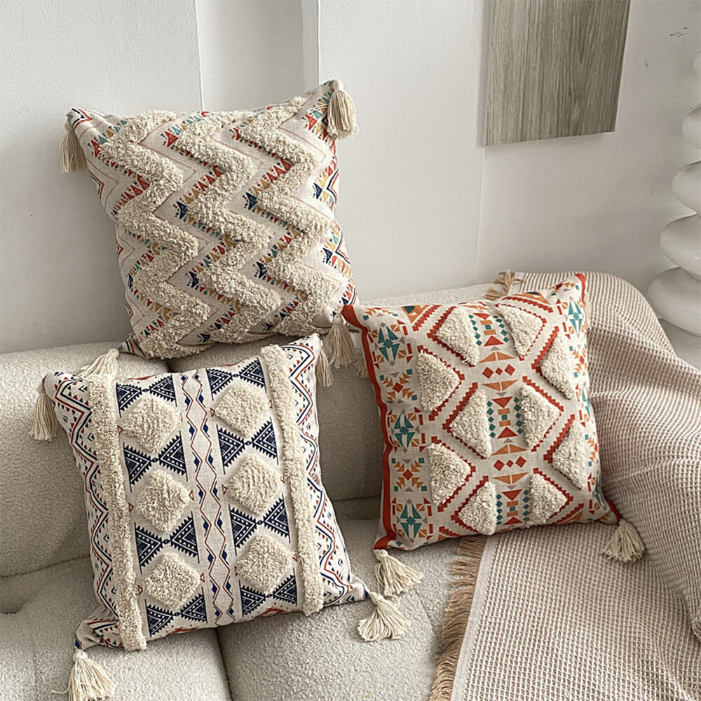 Moroccan-Inspired Decorative Throw Pillow with Tassel