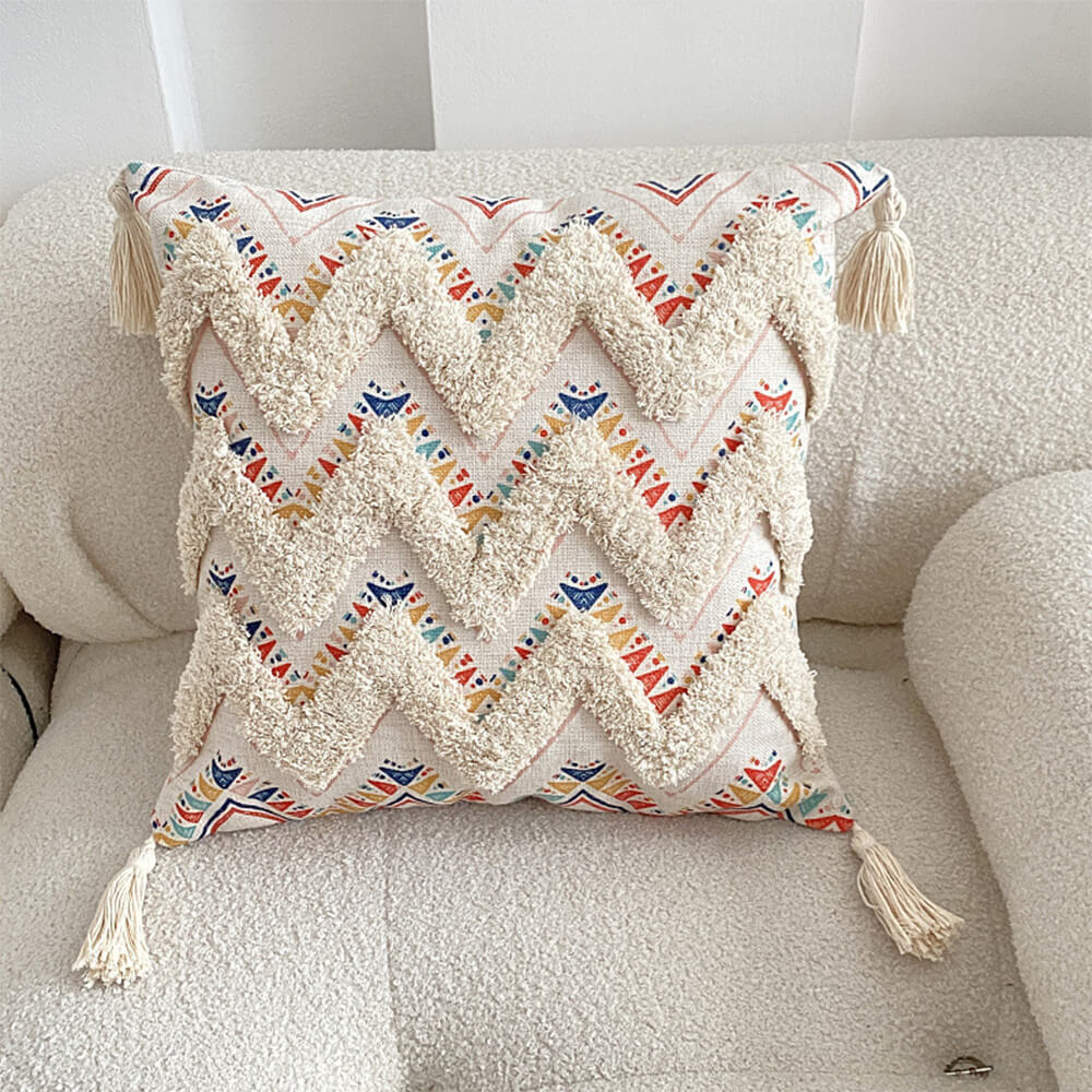 Moroccan-Inspired Decorative Throw Pillow with Tassel