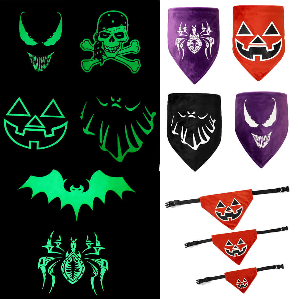 Luminous Halloween Pet Bandana | Glowing Triangle Pet Bib & Collar