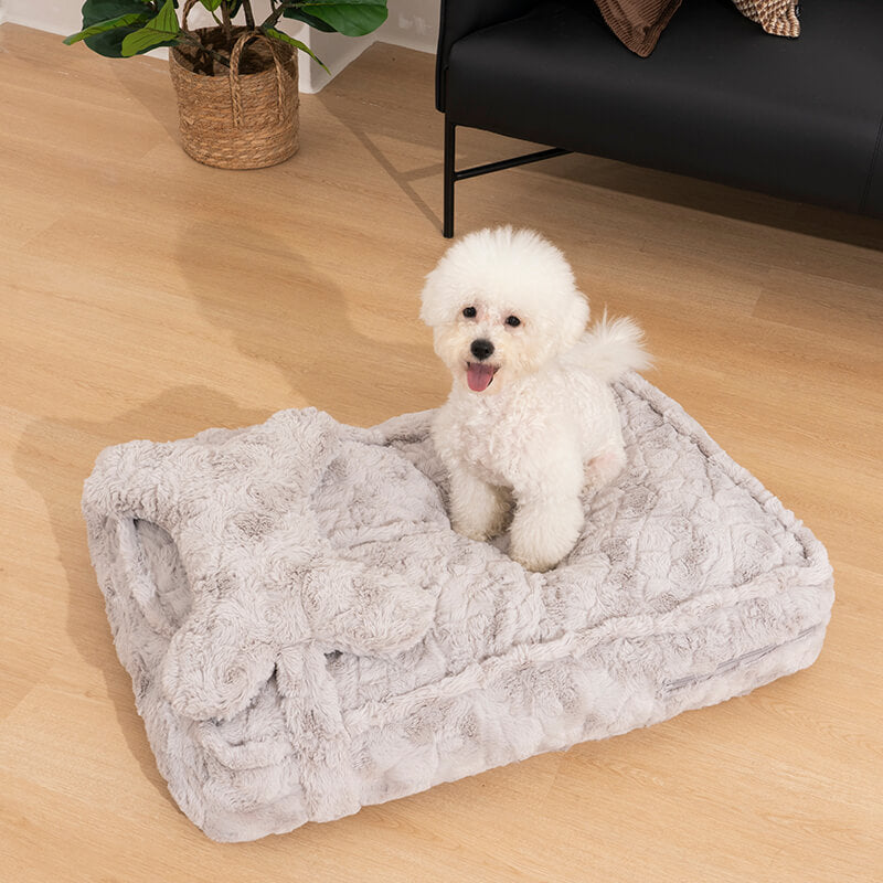 Warming Fluffy Bone Cloud Shape Calming Dog Bed