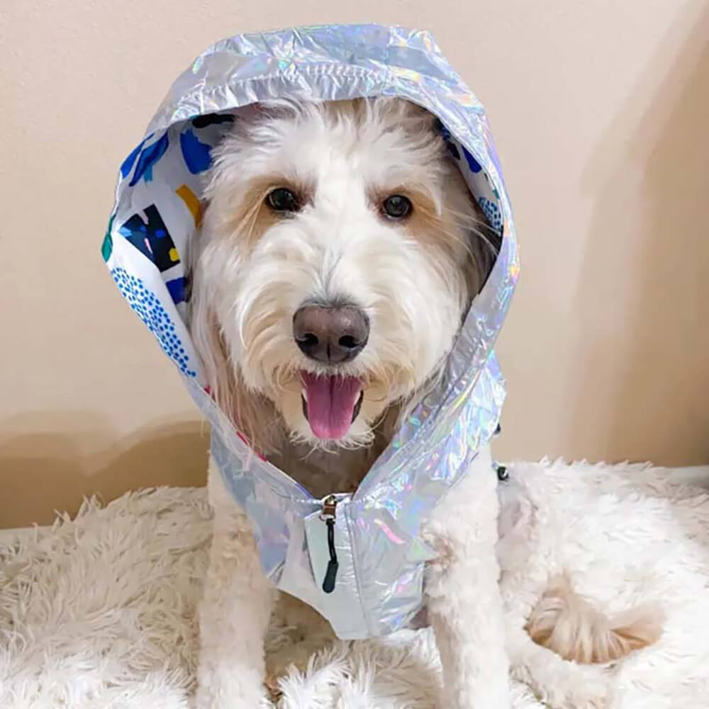 Manteau de pluie imperméable réversible pour chien - Graffiti et irisé