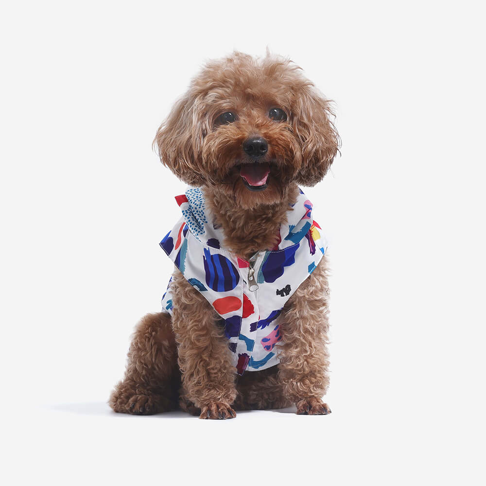 Manteau de pluie imperméable réversible pour chien - Graffiti et irisé