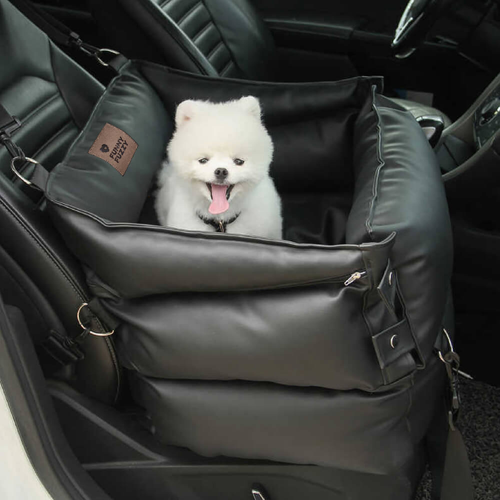 Full Leather Dog Pet Car Seat Bed - Fort