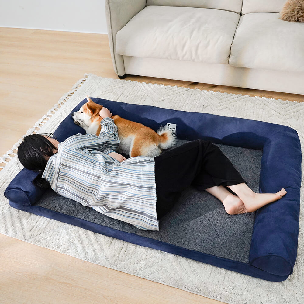 Faux Fleece & Suede Full Support Orthopedic Dog Bed